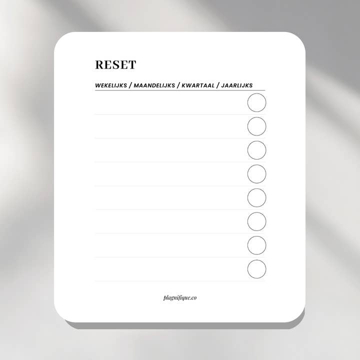 Reset | Routinekaart - 8,5x10cm voor wholesale door Plagnifique