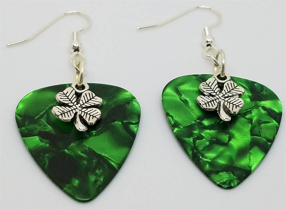 Simply Raevyn - Wholesale Dangle Earrings - Small Shamrock Charm Guitar Pick Earrings8