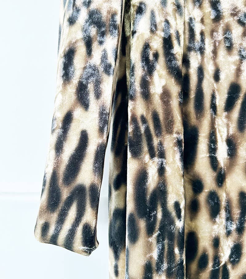 Color as pictures DR807Y Leopard Print Velvet Gown with One-Shoulder Grace for wholesale on Faire6