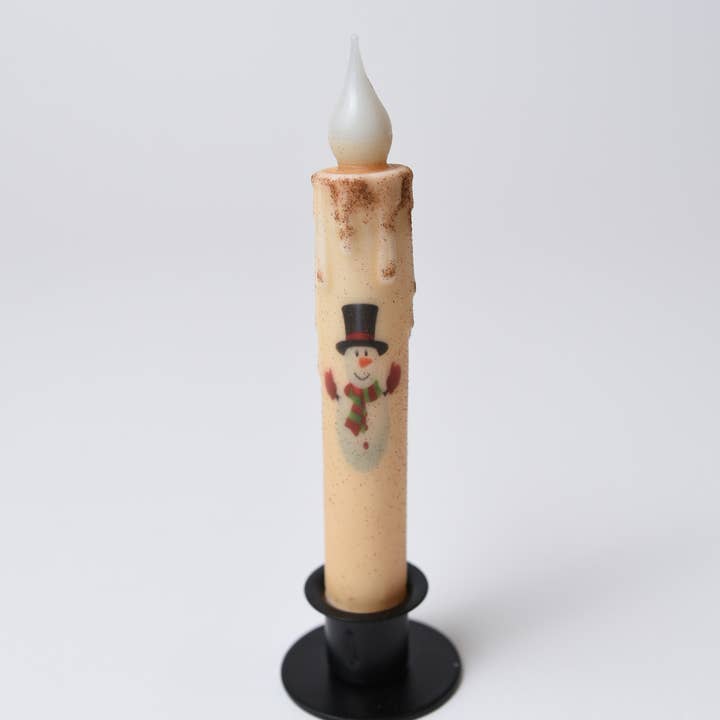 LMS Wholesale - Wholesale Flameless Candle - Snowman with Mittens Battery Operated LED Timer Taper Candle
