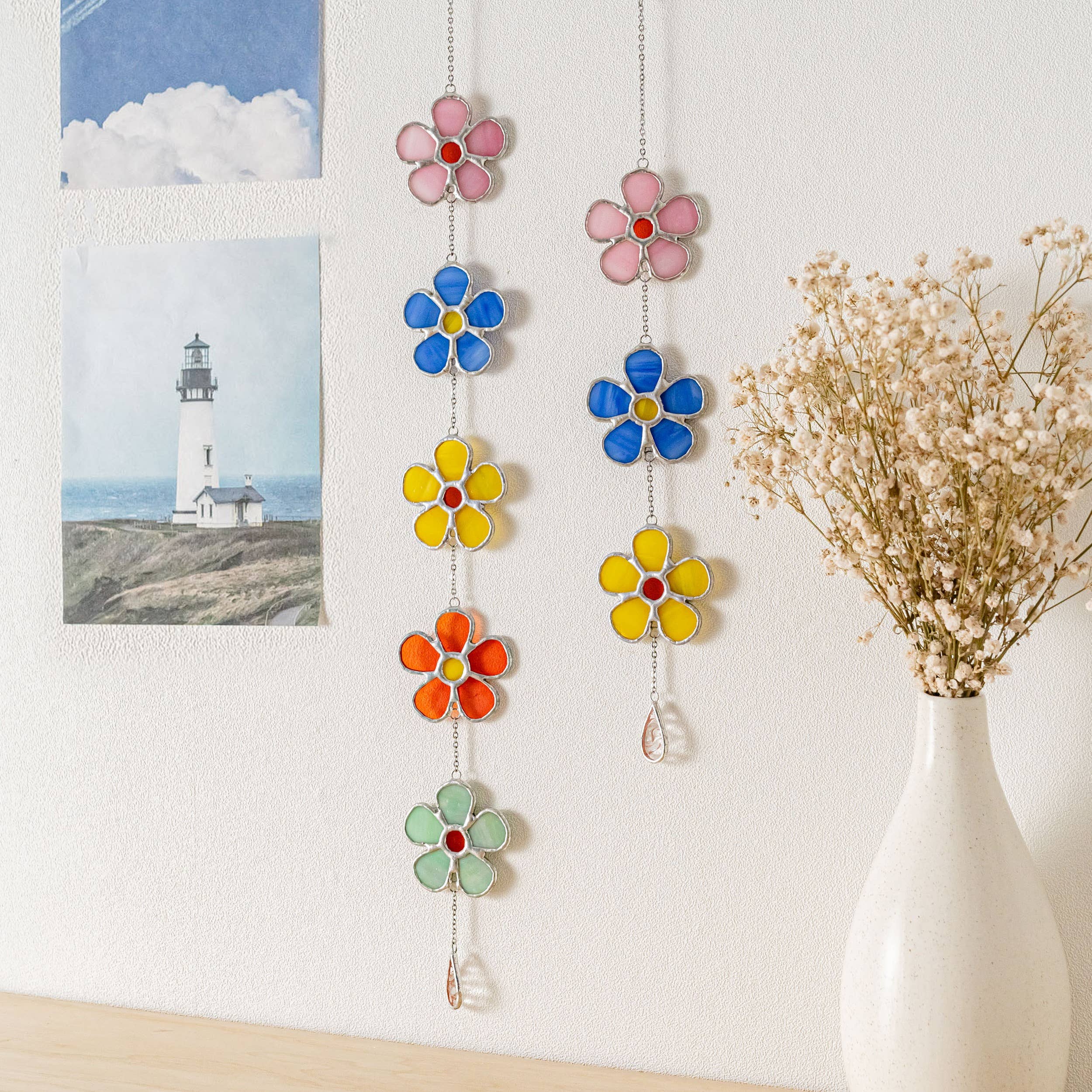 MondoBellissimo - Vendita all'ingrosso Bandierine/Ghirlande - Ghirlanda di Fiori in Vetro Colorato per Decorazione di Finestre F9510