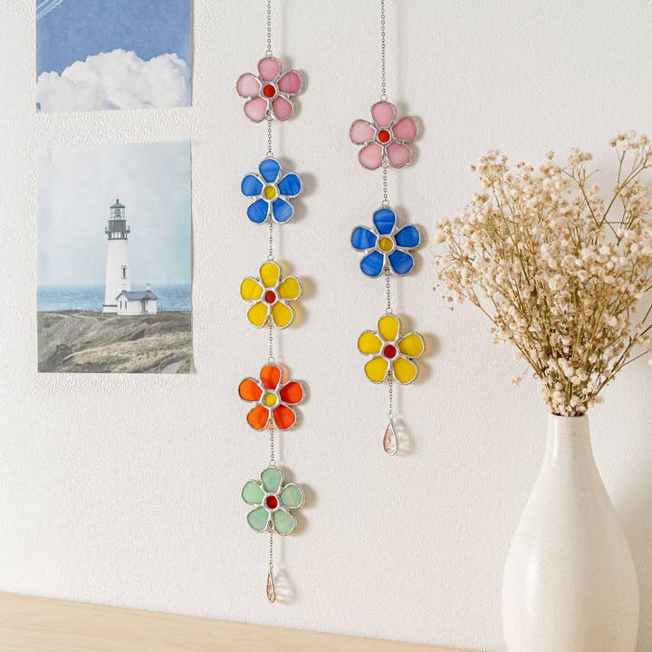 MondoBellissimo - Vendita all'ingrosso Bandierine/Ghirlande - Ghirlanda di Fiori in Vetro Colorato per Decorazione di Finestre F9510