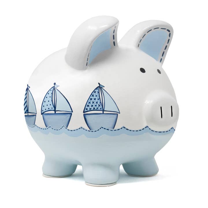 Child To Cherish® - Wholesale Money/Piggy Bank - Kids & Baby - Triple Sailboat Ceramic Piggy Bank