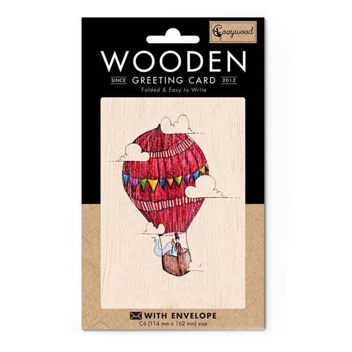 Fly Away Wedding Houten wenskaart voor wholesale door Cozywood