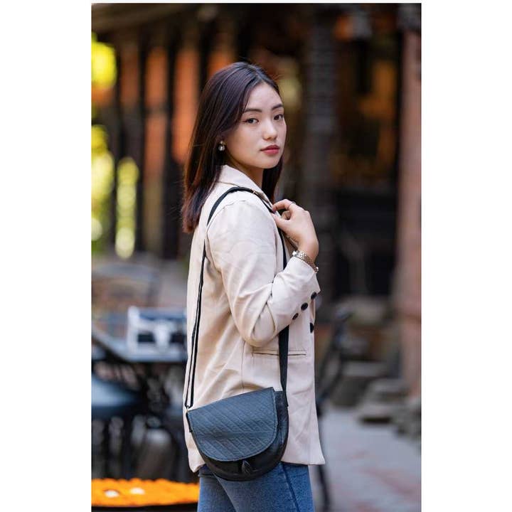 Ganesh Himal Trading - Wholesale Crossbody Bag - Women's - Recycled Rubber Small Rounded Crossbody Bag