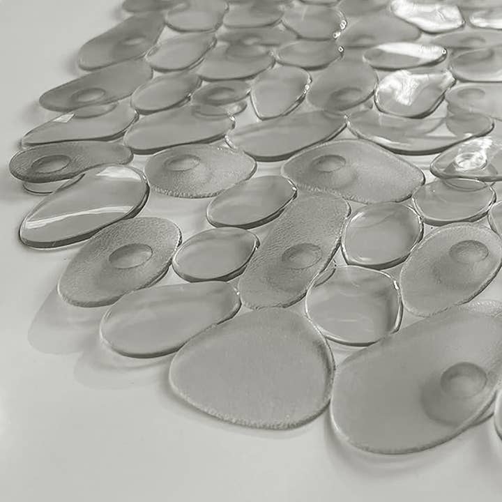 home mart goods - Wholesale Bath Mat Set - Grey Stone Pebbles Vinyl Non-Slip Bathtub Shower Mat