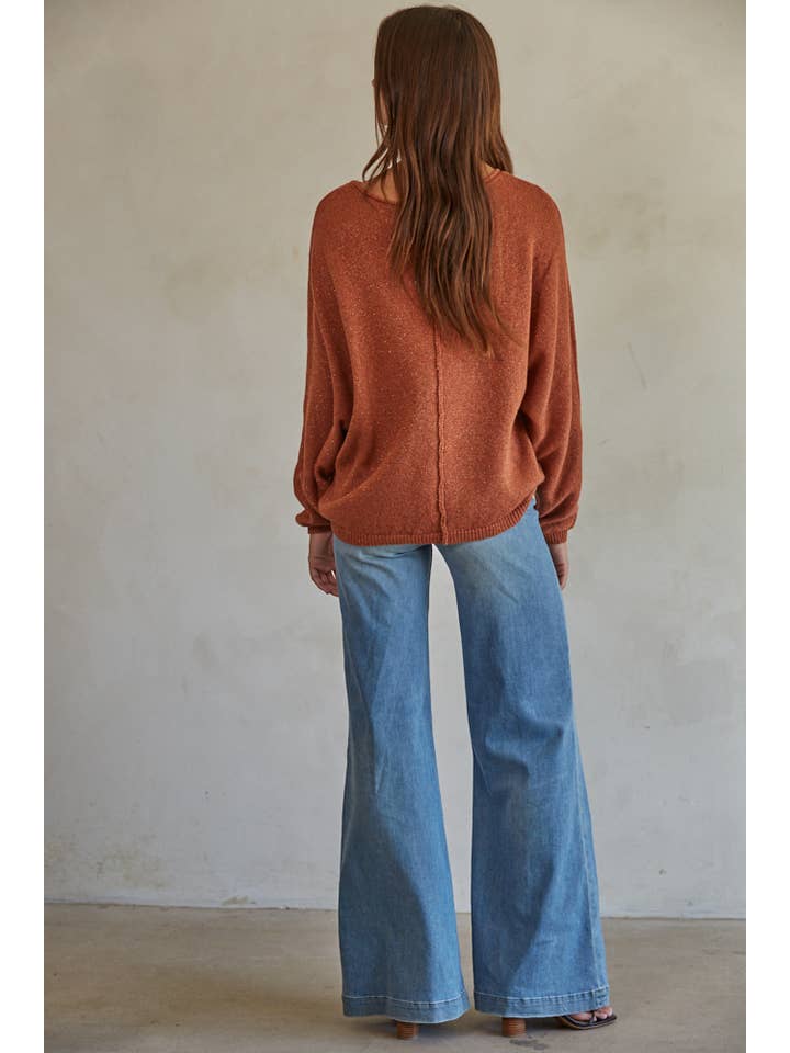 By Together - Wholesale Knit Sweater - Women's - W1769 | Knit Sweater Lurex Ribbed Pullover
