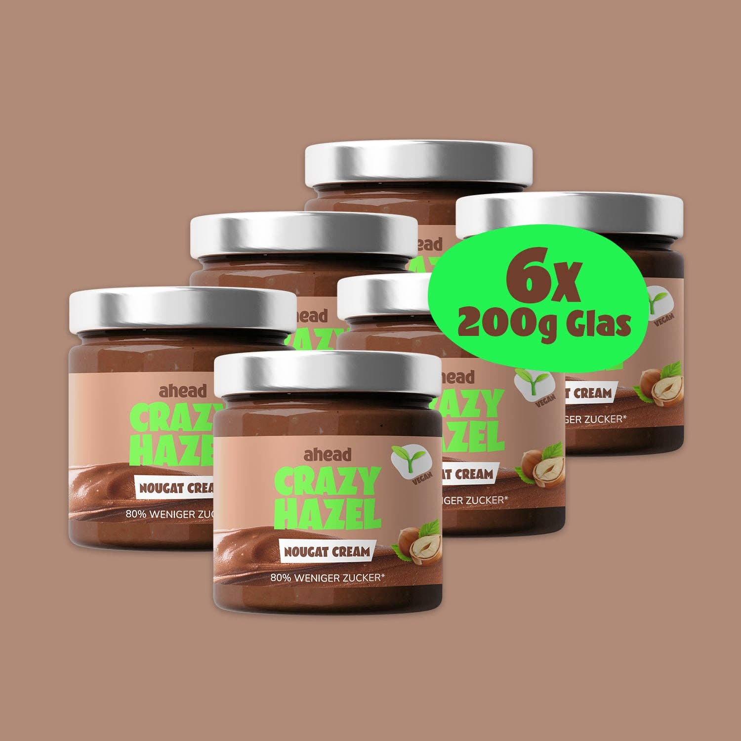 ahead - Wholesale Nut Butter - Crazy Hazel Vegan - No Added Sugar Spread 6x200g6