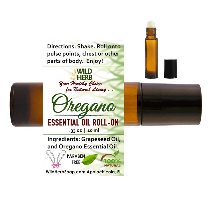 Wild Herb Soap Co – wholesale Eterisk olja Roll-On – Oregano Essential Oil Roller Top flaska redo att användas