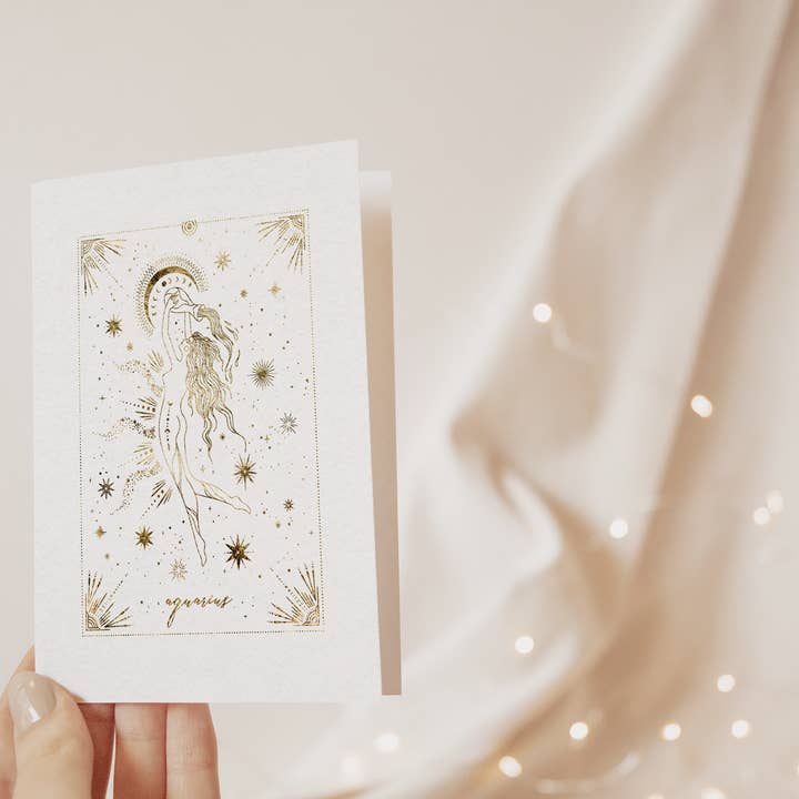 Minimalist Zodiac Astrology Women Handmade Gold Foil Cards for wholesale by Alchemy of the Soul