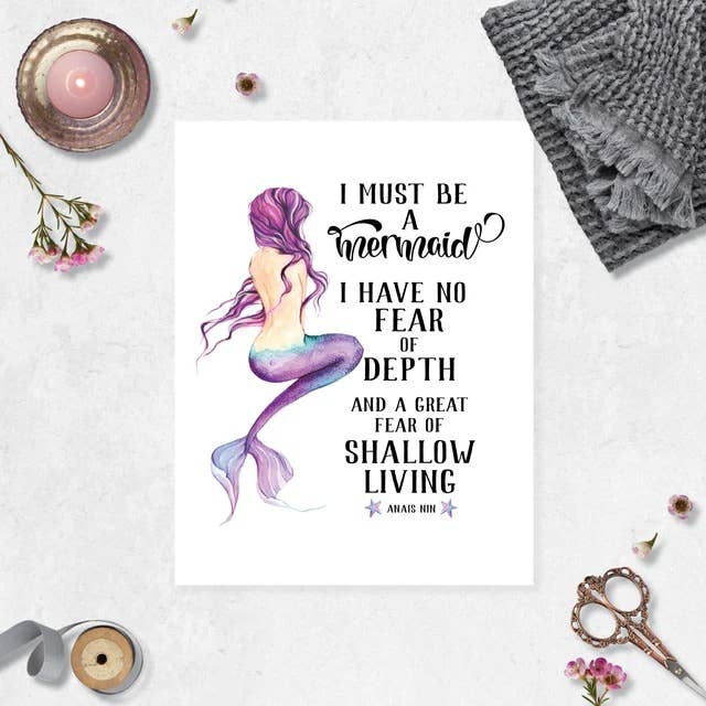 Blue Twist & Co - Vente Affiche d'art - Je dois être une sirène citation Anais Nin