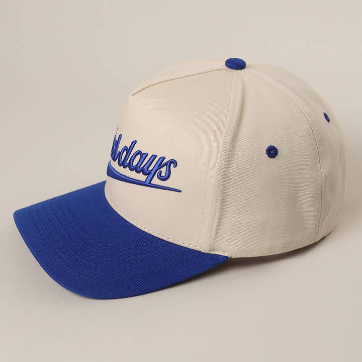 BLUE GOOD DAYS Embroidered Canvas Two-Tone Trucker Hat for wholesale on Faire5