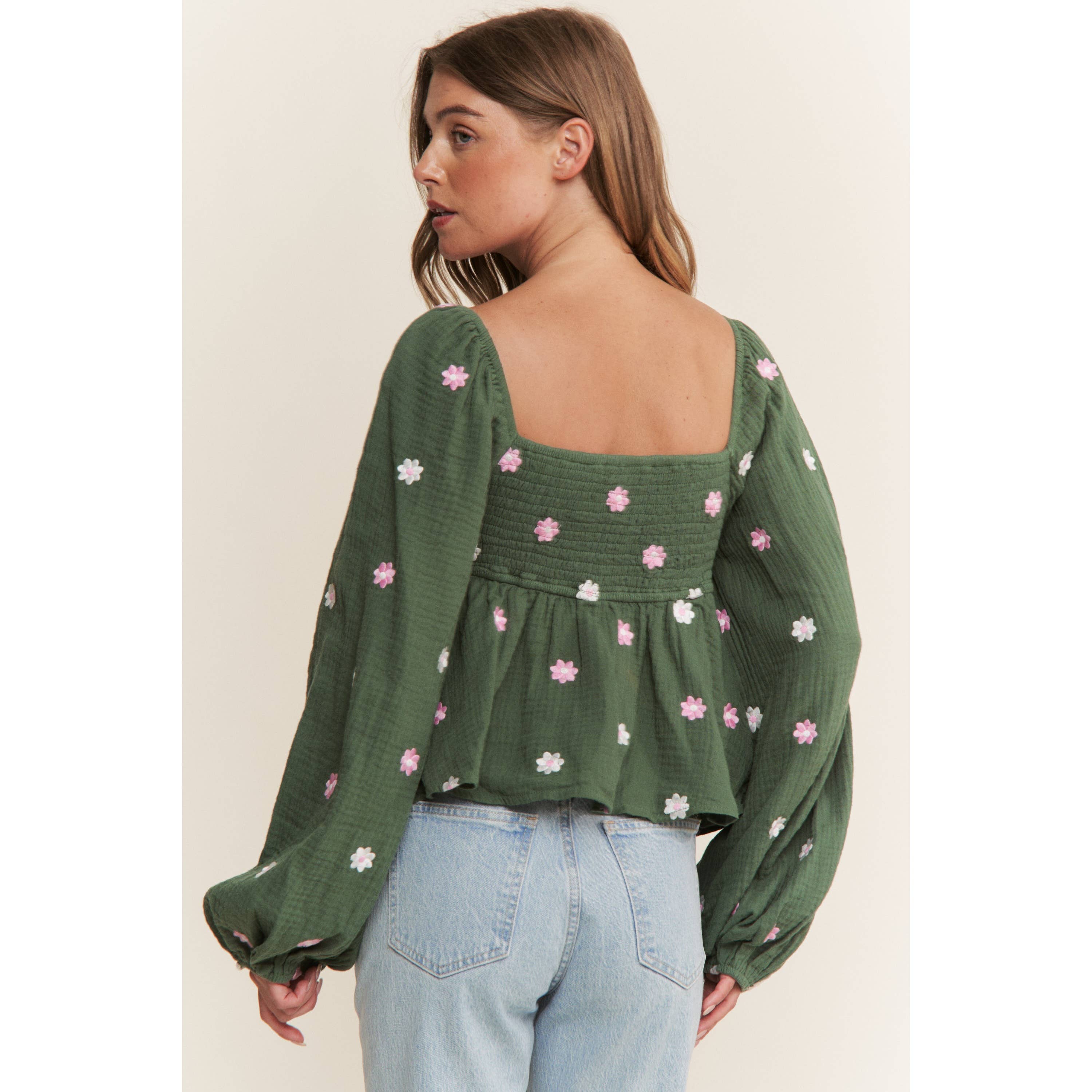 Sweet Generis – wholesale Lounge top – Women's – GAUZE EMBROIDERY SMOKING BAND BABYDOLL TOP9