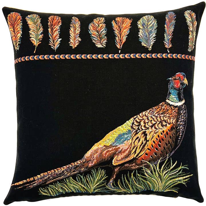 yapatkwa - art of the loom – wholesale Throw pillow cover – Pheasant Cushion Cover - Hunting Decor - Tapestry Pillow