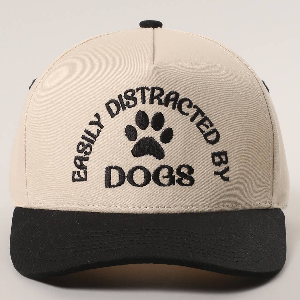 Fashion City - Wholesale Trucker Hat - Women's - EASILY DISTRACTED BY DOGS Embroidered Trucker Hat0