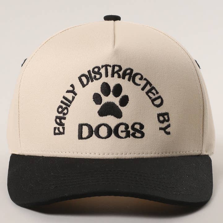 Fashion City - Wholesale Trucker Hat - Women's - EASILY DISTRACTED BY DOGS Embroidered Trucker Hat