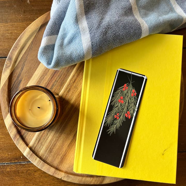 Holiday Greenery and Black Bookmark for wholesale by The Book and Nook Shop