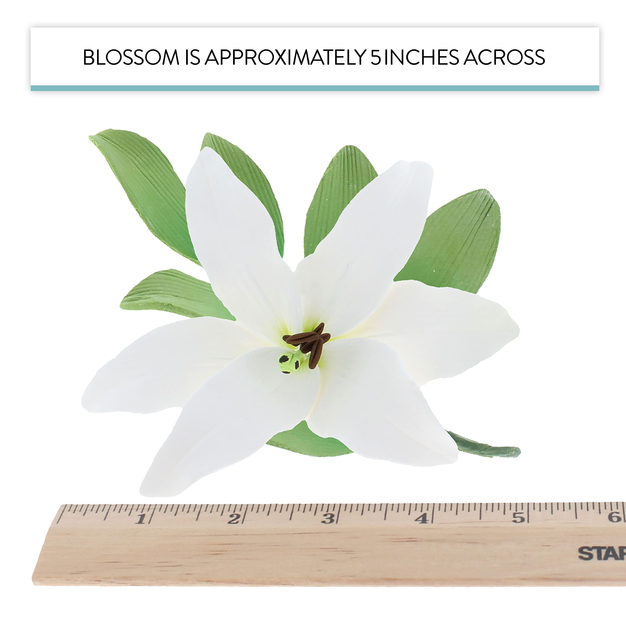 Global Sugar Art - Vente Fleurs artificielles - Fleurs en sucre de lys de Pâques, lys longiflorum avec feuilles en spray, par Global Sugar Art, blanc, lot de 36