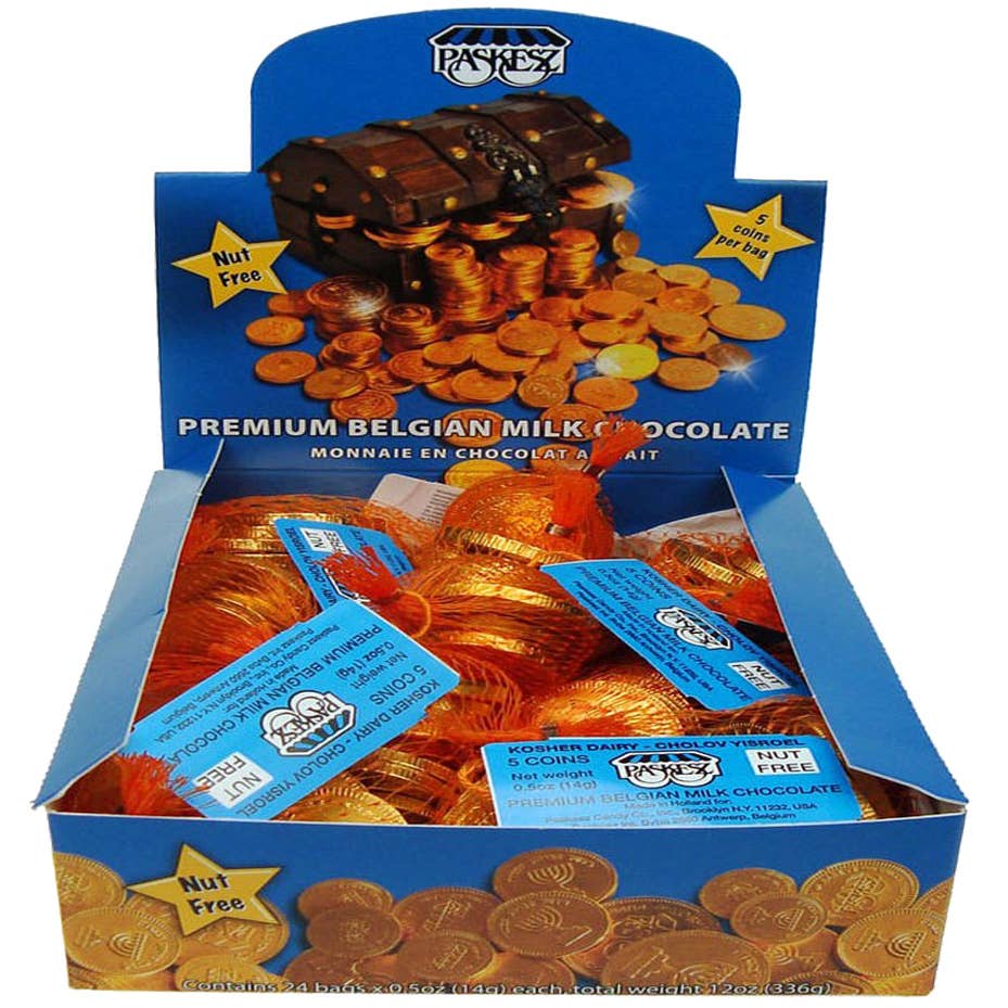 Jewish Educational Toys - Wholesale Chocolate - 135-NF Chocolate Gelt (Milk) -NUT FREE0