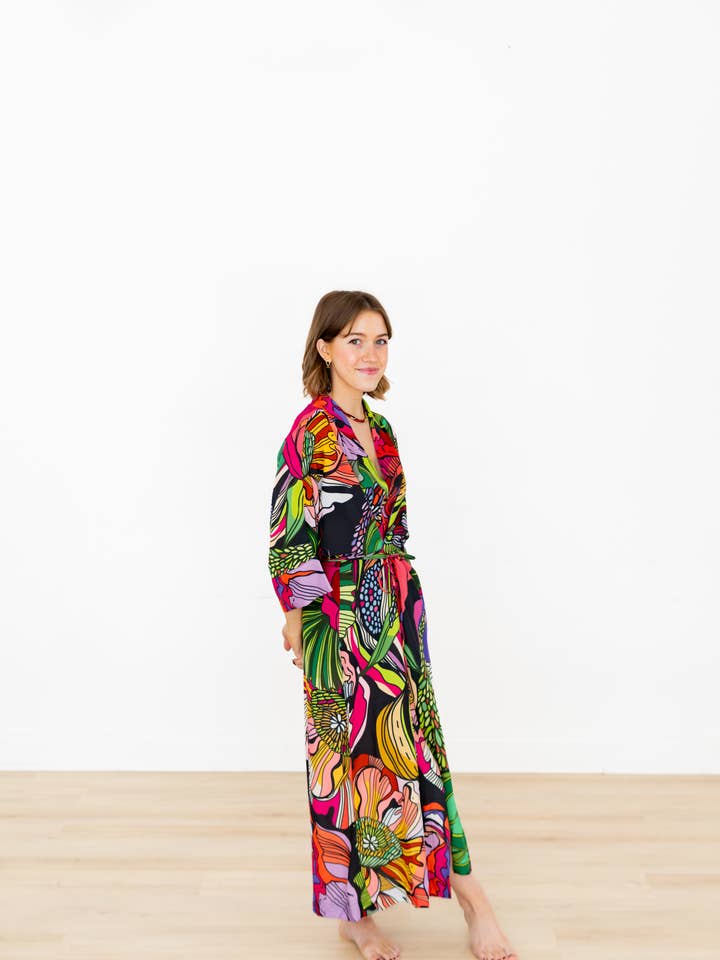 Gothic Floral Wrap-Tie Dress for wholesale by Winton and Waits