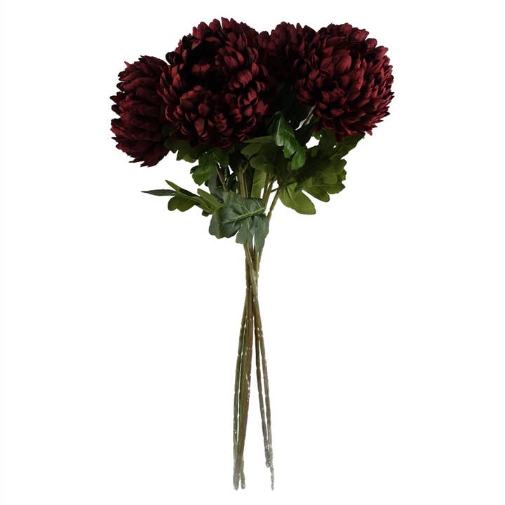Leaf Design UK LTD - Wholesale Artificial Flowers - Pack 6x Artificial Flowers Large Chrysanthemum Red 75cm