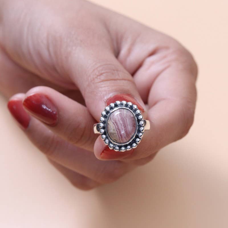 Jay Jools - Wholesale Cocktail/Statement Ring - Rhodochrosite Handmade Ring: 925 Silver Jewelry for Her1