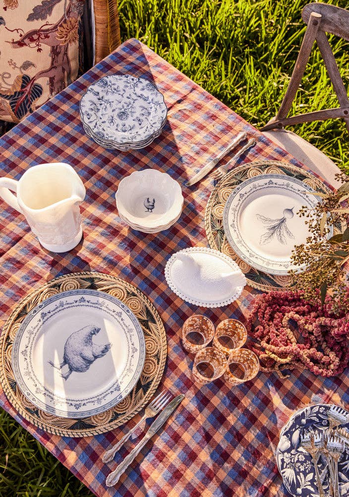 Blue Stallion Farm - Wholesale Salad Plate - BLUE & WHITE ROSE GARDEN SALAD PLATES SET OF 4 WITH GIFTBOX 3