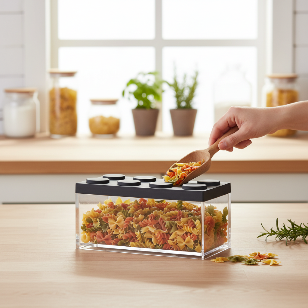 Kadra Kitchenware - Venta al por mayor Recipientes para alimentos - Recipiente acrílico Omada Brickstore para almacenar alimentos, 50 onzas1