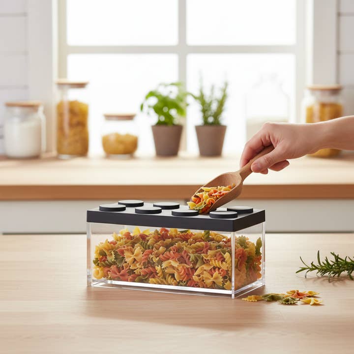 Kadra Kitchenware - Venta al por mayor Recipientes para alimentos - Recipiente acrílico Omada Brickstore para almacenar alimentos, 50 onzas1