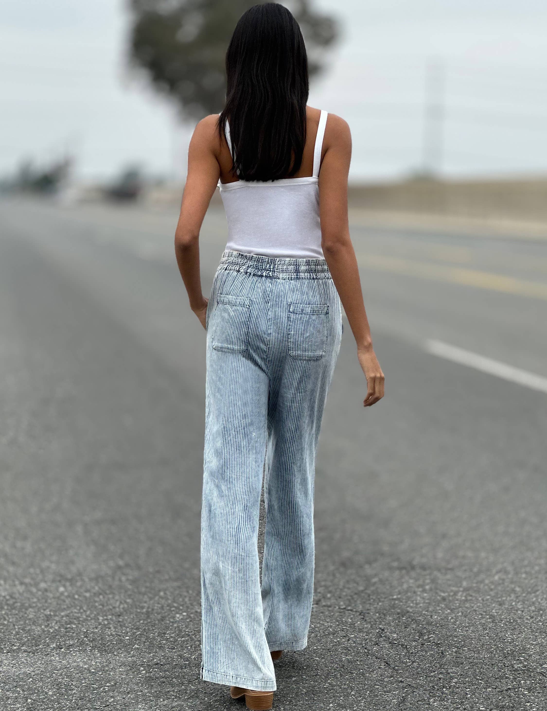 Striscia blu della ferrovia Pantaloni di jeans morbidi in vendita all'ingrosso su Faire2