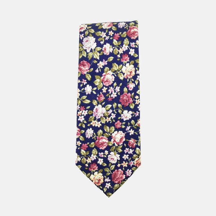 BASA Men's Navy Blue Floral Necktie for wholesale by Frank & Buck