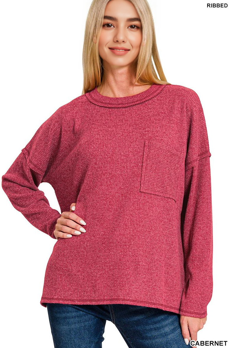 42POPS - Wholesale Knit Sweater - Women's - ",.SI-26742 Ribbed Brushed Melange Hacci Sweater12