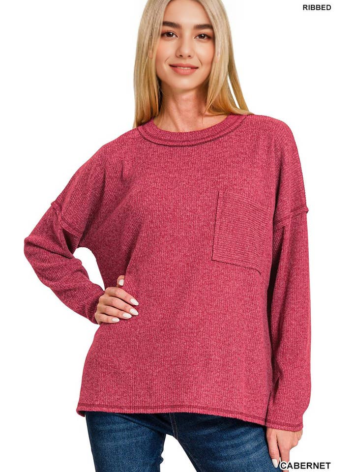 42POPS - Wholesale Knit Sweater - Women's - ",.SI-26742 Ribbed Brushed Melange Hacci Sweater12