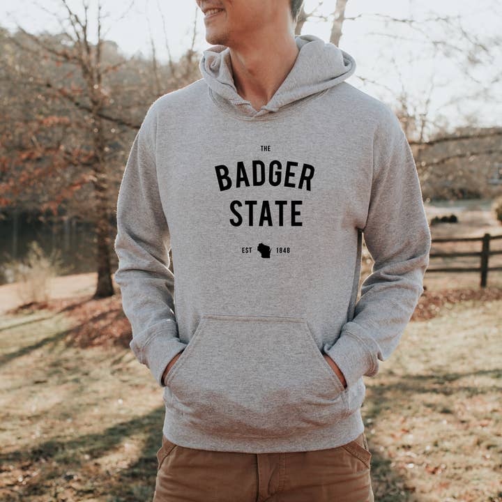Wisconsin Men Sweatshirt, Badgers Sweatshirt, Men's Hoodie for wholesale by Autumn Rose Co.
