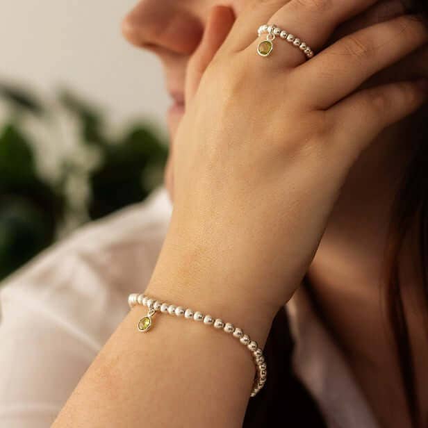 Made Here with Love – wholesale Beaded bracelet – Sterling Silver Peridot Birthstone Bracelet2