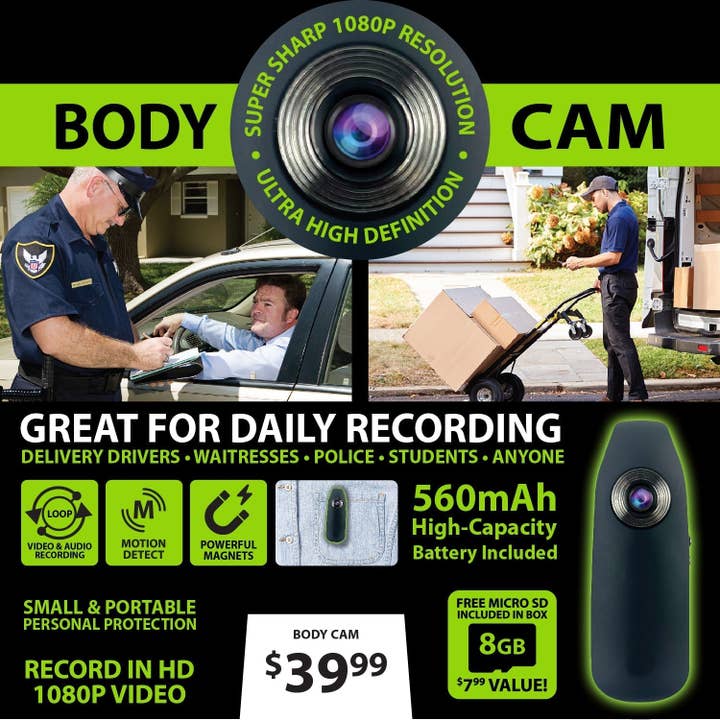 Novelty Closeout - Wholesale Small/Handheld Appliance - Gadget Gear 1080p HD Body Camera- 4/Pack1