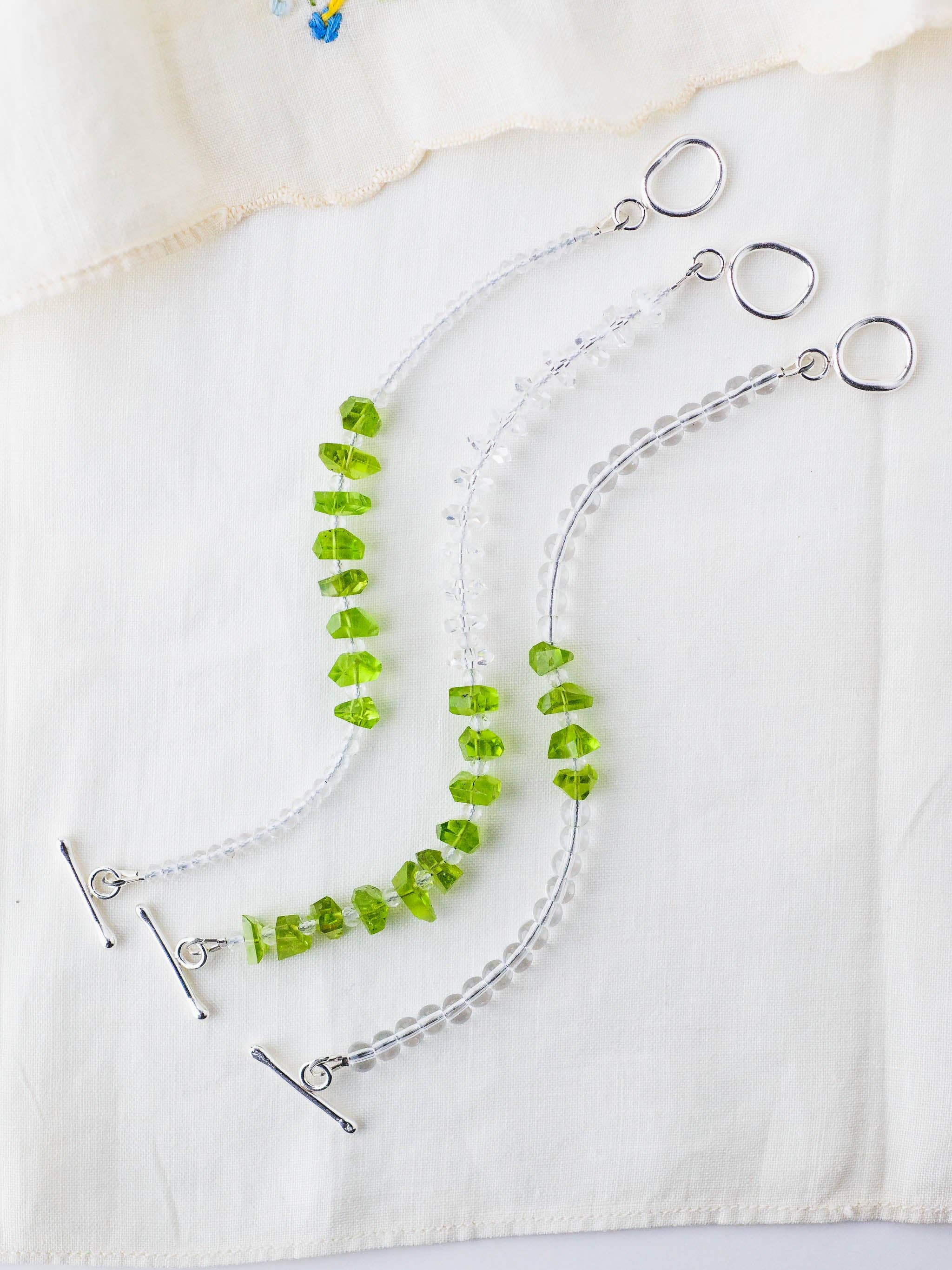 LoveGem Studio LLC - Wholesale Beaded Bracelet - Sunlit Abundance Bracelet – Premium Grade Peridot & Ice-Clear Quartz with Argentium Silver Toggle3