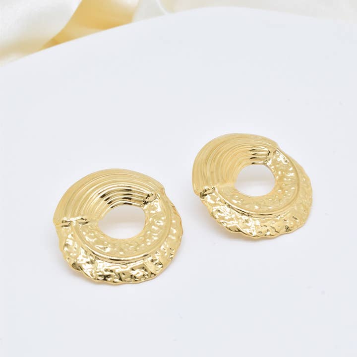 stainless steel hammered earrings - BO100243 for wholesale by Kapyco