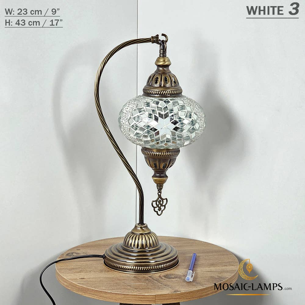 Mosaic Lamps - Wholesale Accent/Desk Lamp - 10+Colors - Gooseneck Large Globe Mosaic Table Lamp, Turkish89