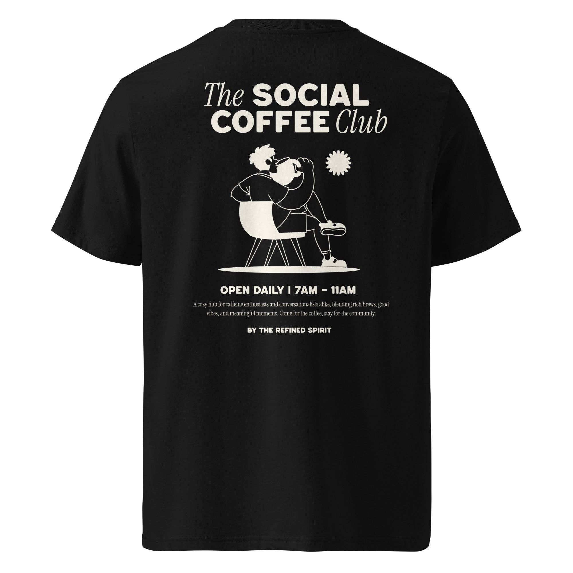 The Refined Spirit – Großhandel T-Shirt mit Siebdruck – Unisex – Der Social Coffee Club - Bio-T-Shirt0