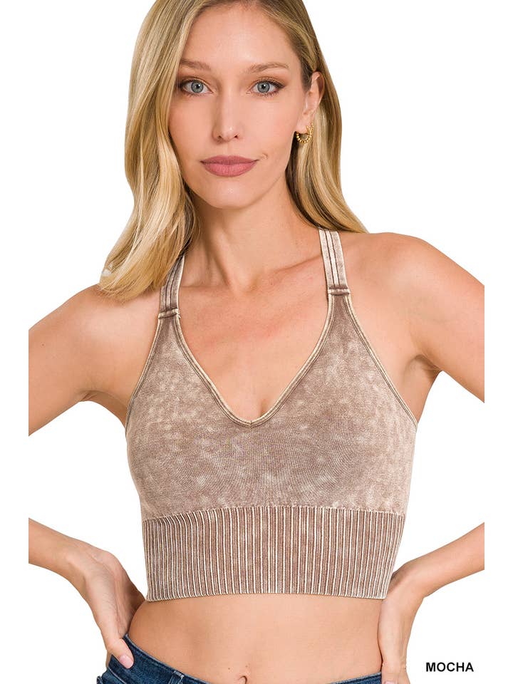 42POPS - Wholesale Tank Top - Women's - `.Washed Seamless Bra Cross Back