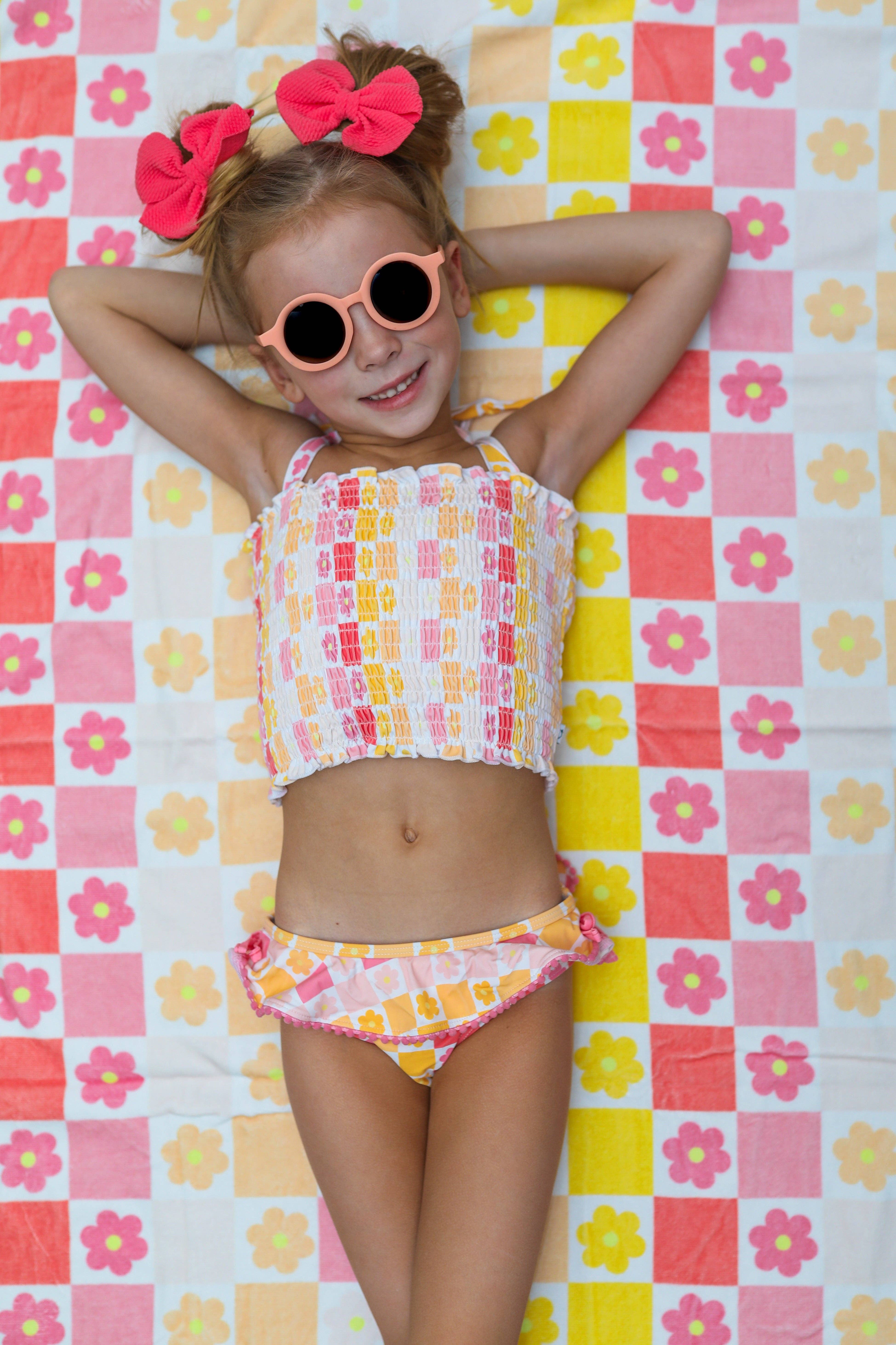 Dream Big Little Co. – wholesale Two-piece swimsuit – Kids – SUMMER SUNSET CHECKERS DREAM SMOCKED TANKINI TWO PIECE SWIM SUIT7
