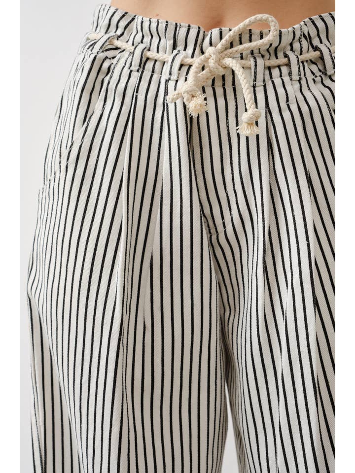 MAP3311 STRIPE WIDE LEG PANTS WITH ROPE BELT for wholesale on Faire