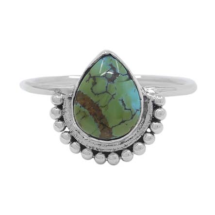 Sterling zilveren ring met druppelvormige turkoois voor wholesale door SITA