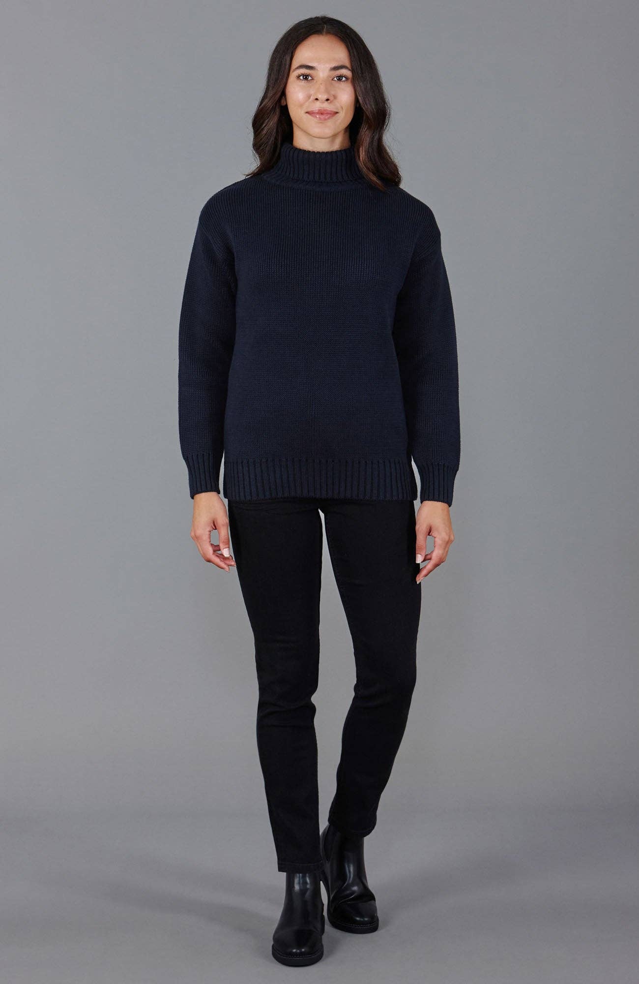 Paul James Knitwear - Vente Pull en maille – femme - Pull à col roulé Submariner en pur coton épais pour femmes14