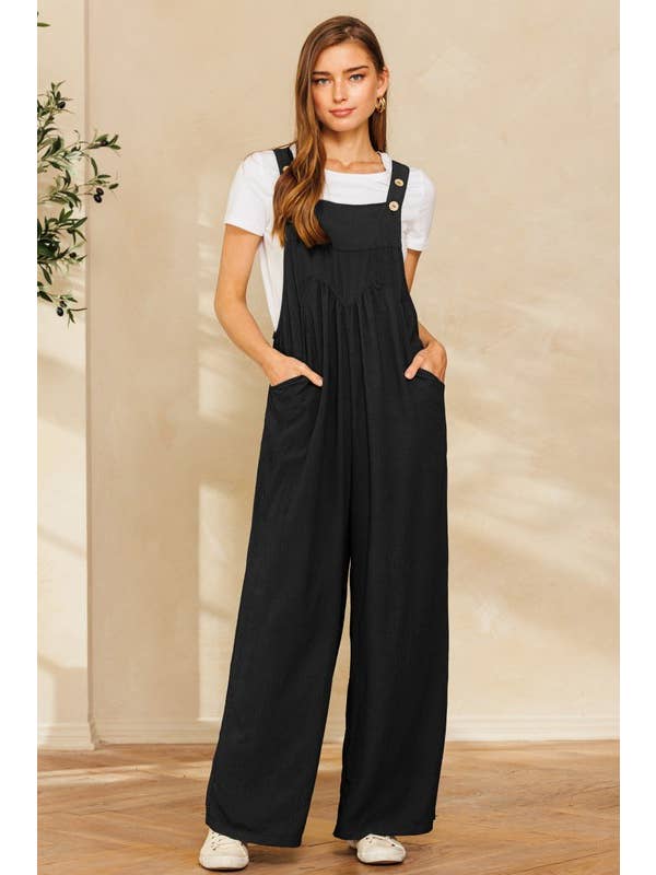 Oddi - Wholesale Jumpsuit - Women's - Solid Button Sling Jumpsuit4