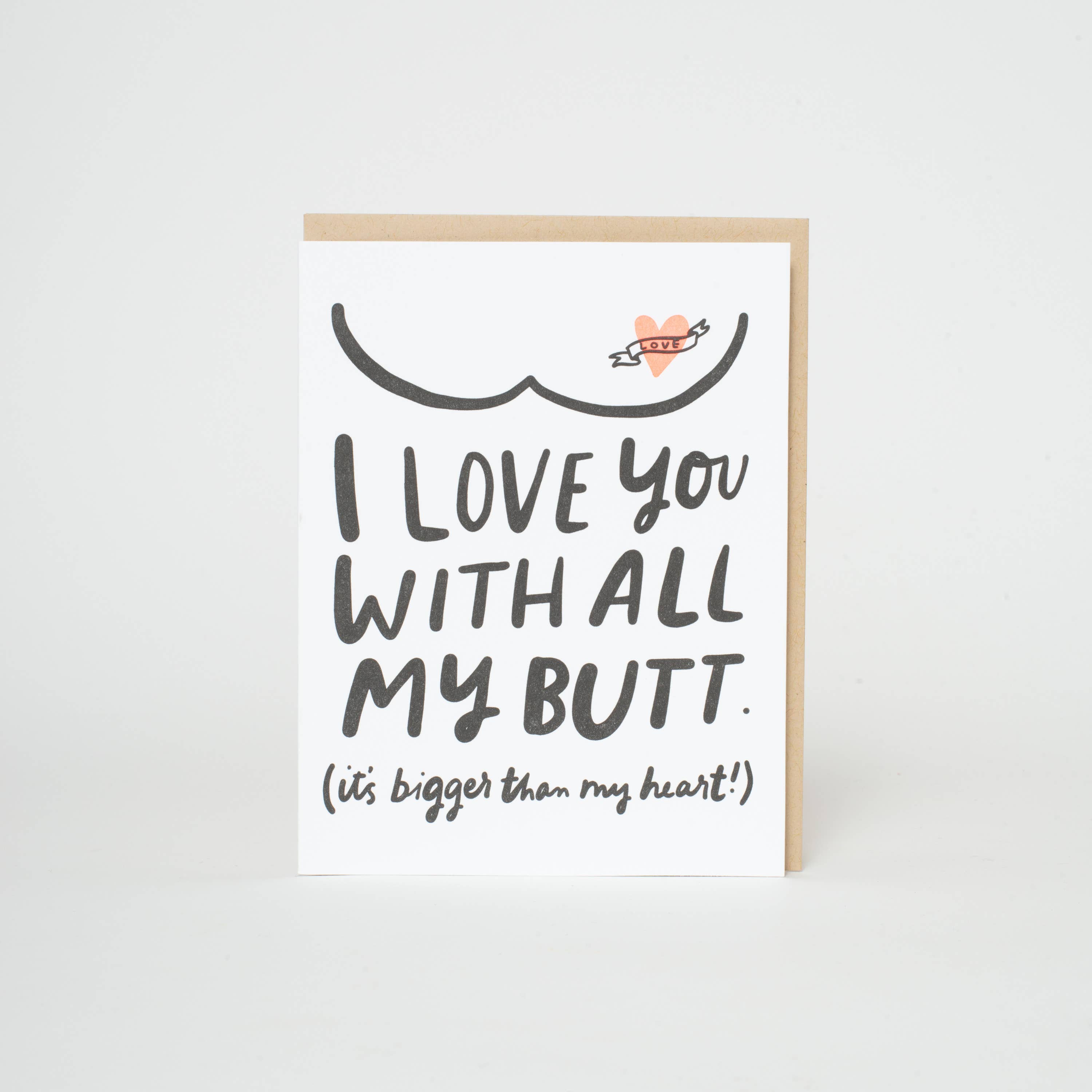 Egg Press Manufacturing - Wholesale Love Card - Funny Butts Love Letterpress Greeting Card by Hello!Lucky1