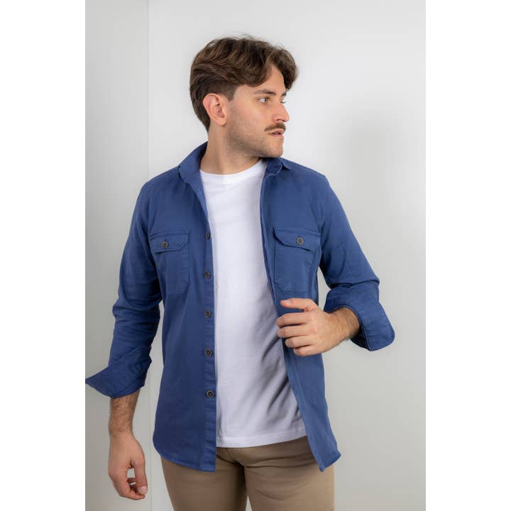 Washed Indigo Blue Cotton Jacket | Cazorla for wholesale by Custi Mikelo: Men's Clothing & Christmas Gifts