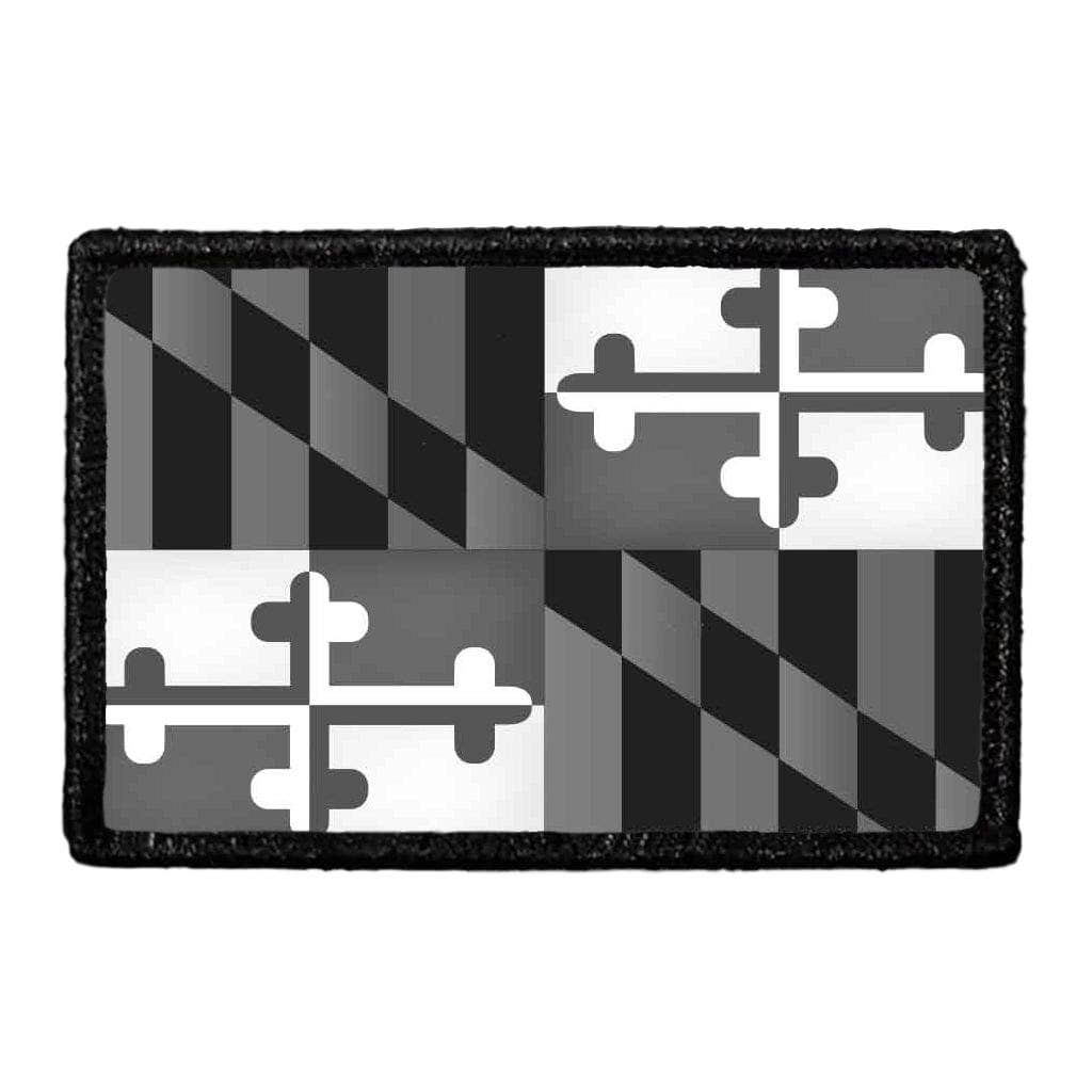 Pull Patch - Vente Écusson - Drapeau de l'État du Maryland, noir et blanc, écusson amovible0