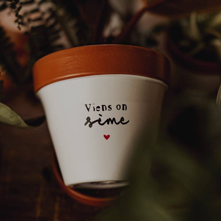 Pot de fleur, cache-pot "Viens on sème ♥" pour la vente par Joli Pot